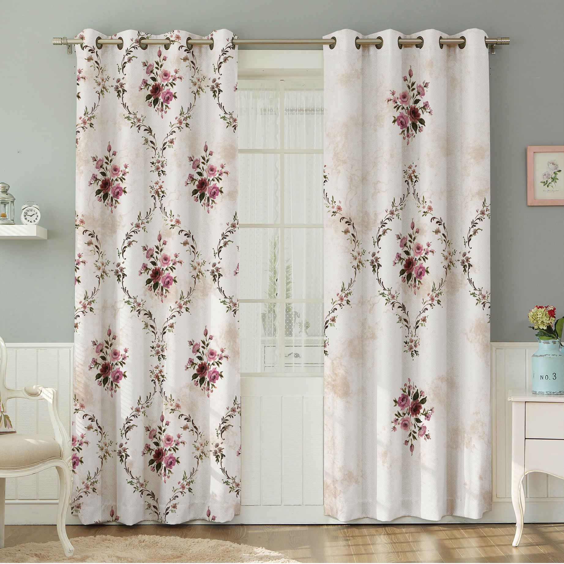 Rideau Œillets en Velours Imprimé – Floral Rosaline