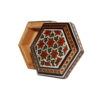 Boîte à bijoux en bois artisanale avec design floral persan Khatam