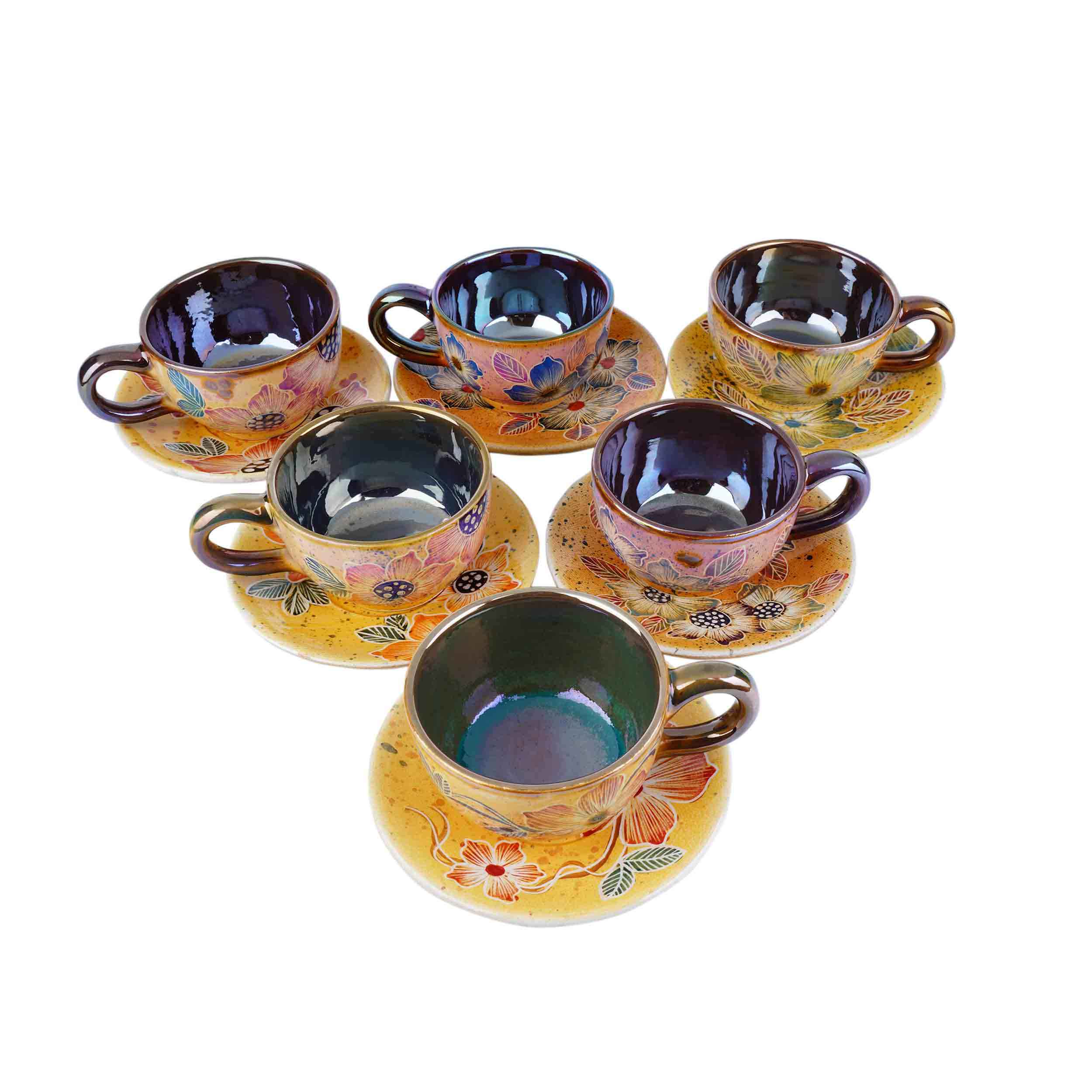 Ensemble de Tasses à Thé Persanes avec Soucoupe - Design Céramique Ailin