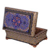 Boîte à bijoux en bois persan avec design violet Khatam