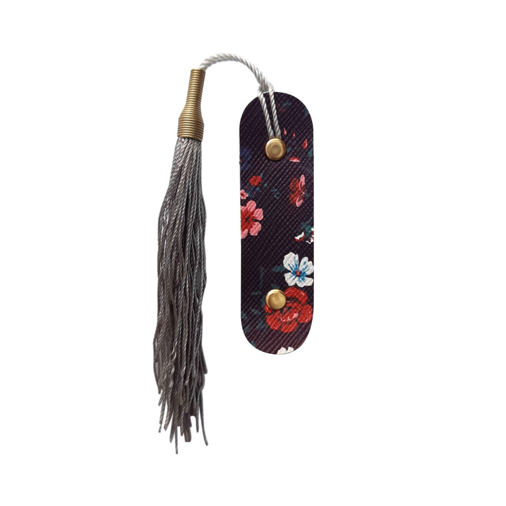 Marque-page en cuir noir – Modèle Golgoli