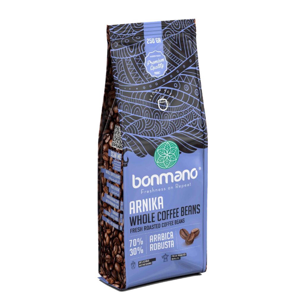 Grains de Café Entiers Fraîchement Torréfiés Bonmano Modèle Arnika 250 gr