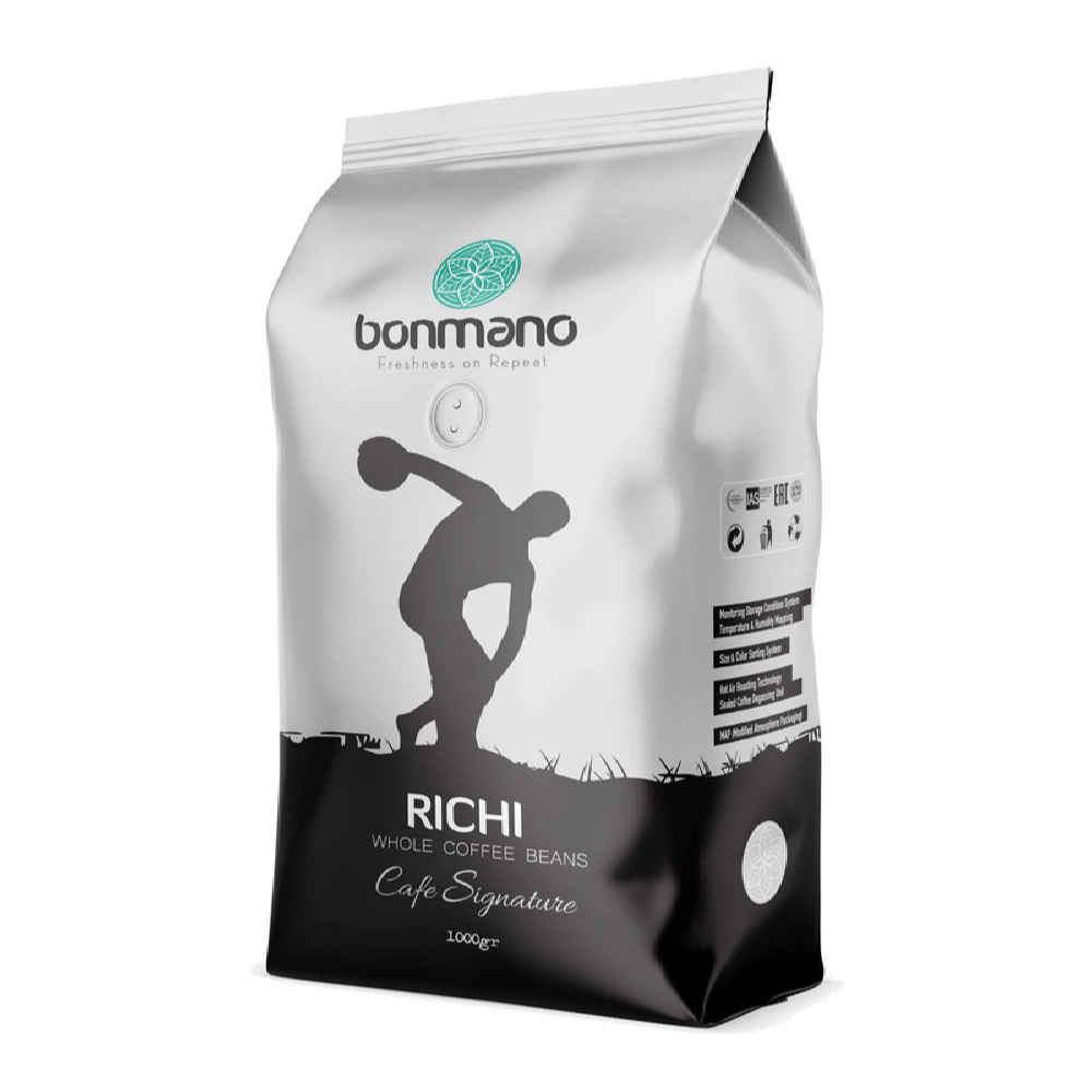 Grains de Café Entiers Fraîchement Torréfiés Bonmano Modèle Richi 1000 gr