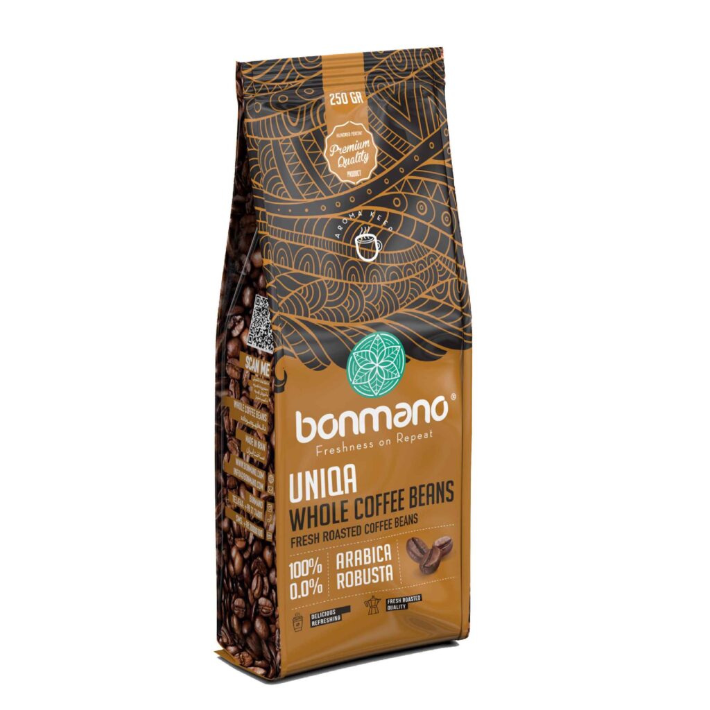 Grains de Café Entiers Fraîchement Torréfiés Bonmano Modèle Uniqa 250 gr