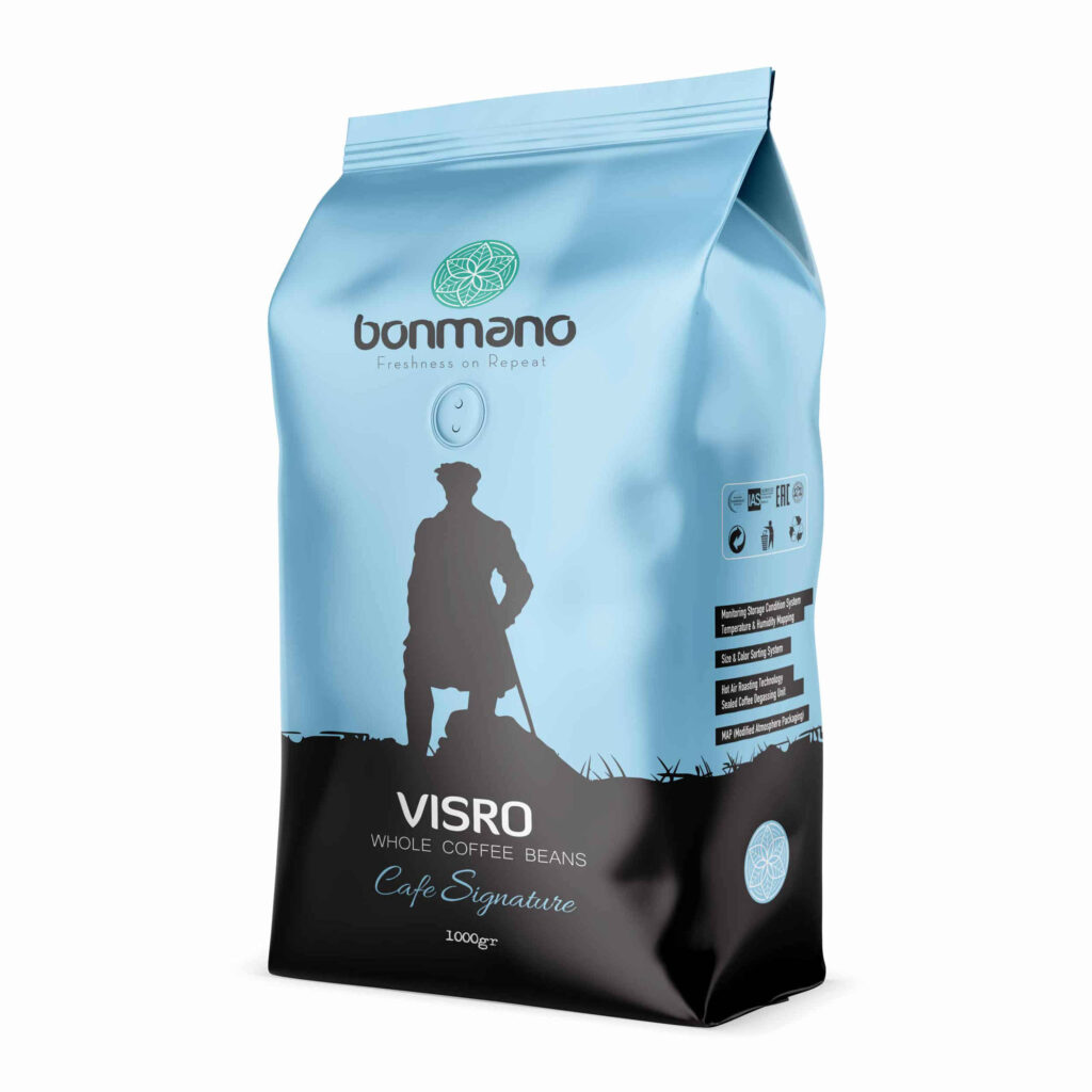 Grains de Café Entiers Fraîchement Torréfiés Bonmano Modèle Visro 1000 gr