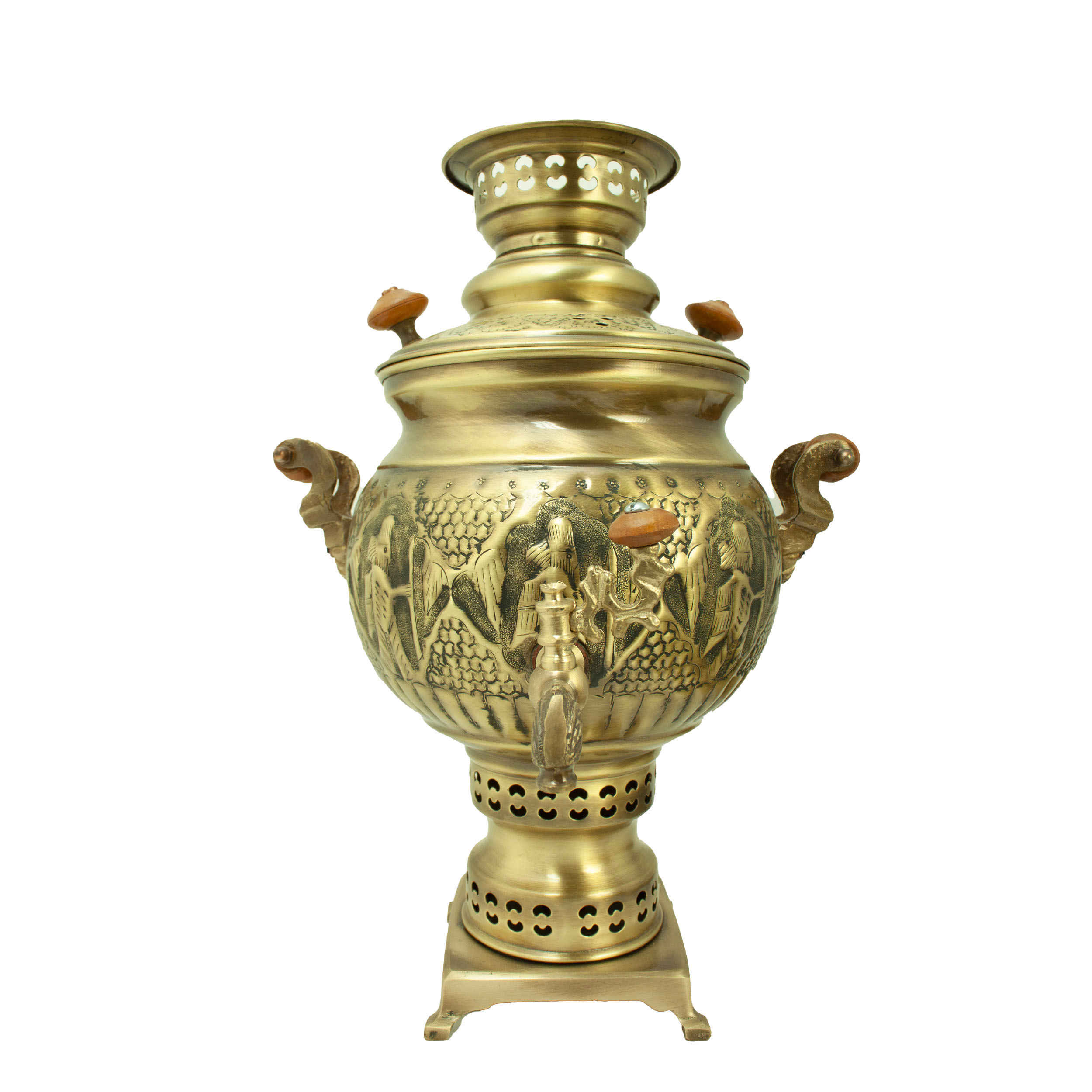 Samovar en laiton persan décoratif pour thé à charbon avec design achéménide, 5 litres