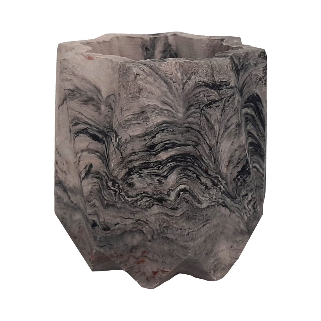 Porte-stylo en béton pour bureau avec design marbré – Modèle Étoile