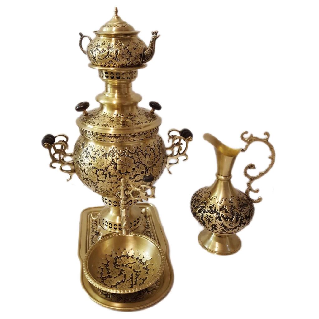 Samovar en laiton persan décoratif pour thé à charbon, 6 litres