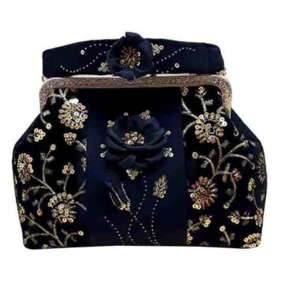 Pochette en velours brodée avec motif floral – Ella