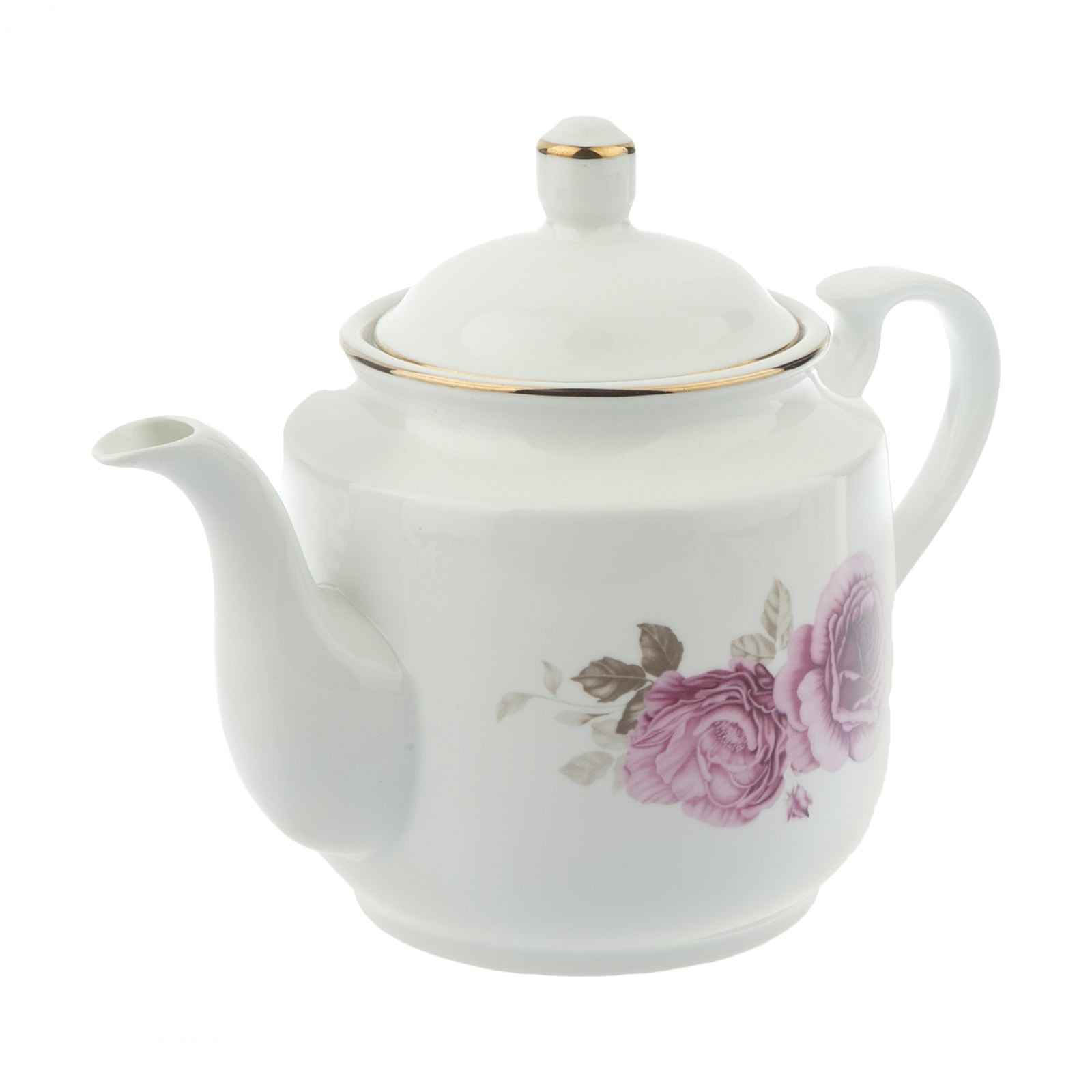 Théière de service en porcelaine blanche avec design floral Katayoun
