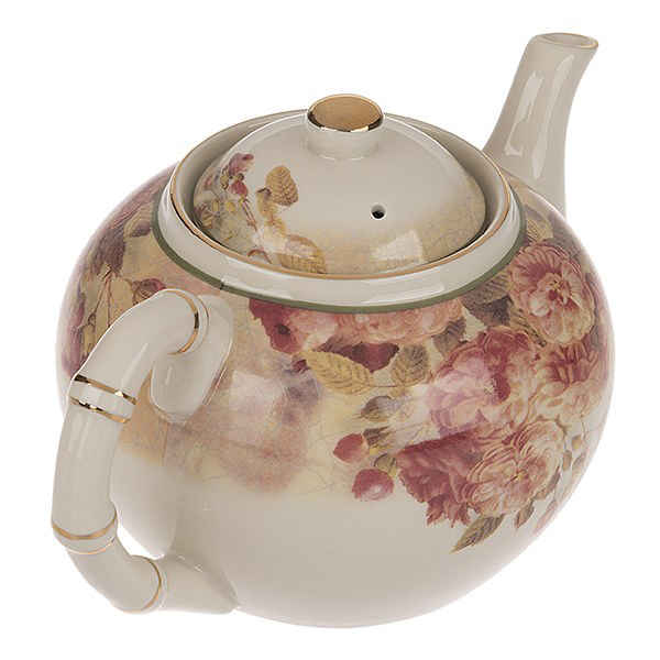 Théière de service en porcelaine blanche avec motif floral Limera