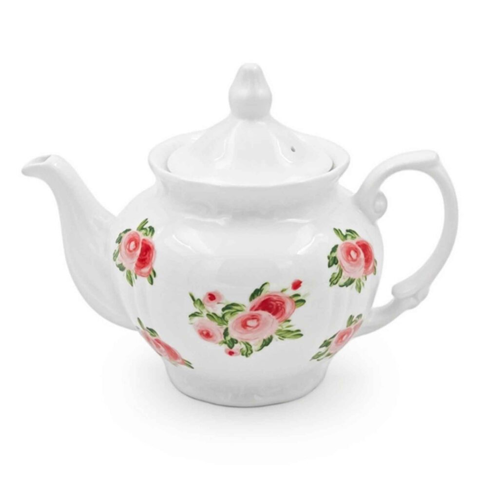 Théière de service en porcelaine blanche avec motif floral Resmont