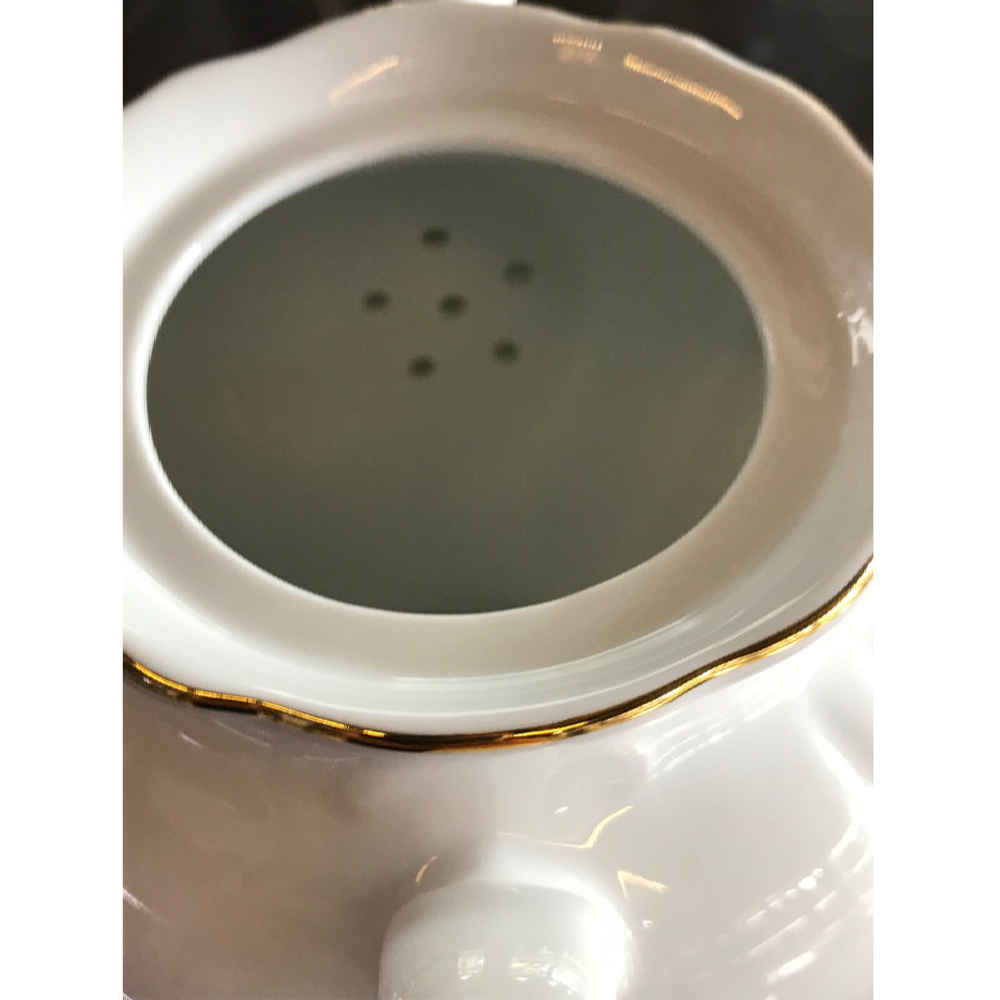 Théière de service en porcelaine blanche avec motif floral Rosaline