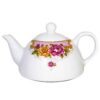 Théière de service en porcelaine blanche avec motif floral Rosita