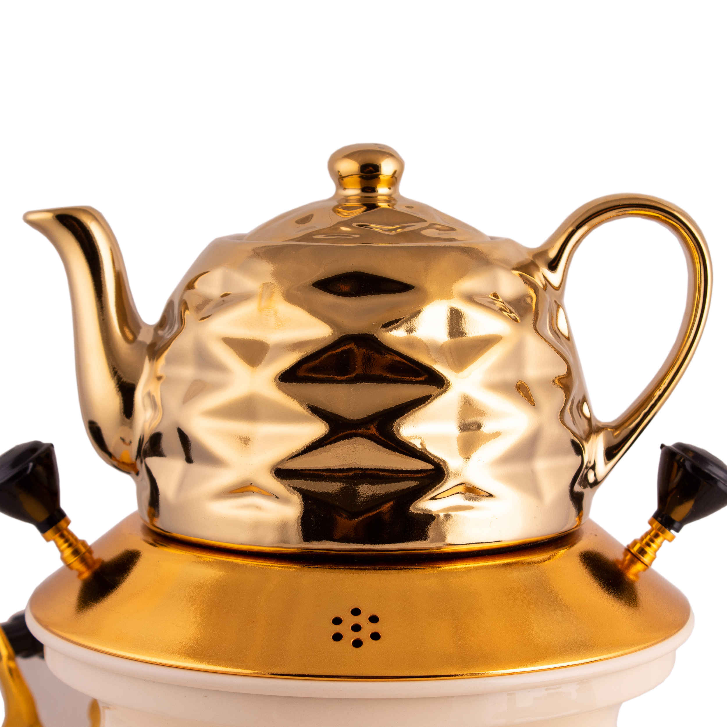 Samovar à gaz avec théière Design géométrique moderne Modèle Afrina 6 Litres