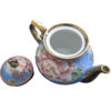 Théière de service en porcelaine rétro avec design de fleurs bleues et dorées