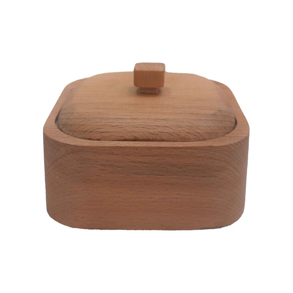 Bol à sucre en bois fait main avec couvercle - Style rustique Liana