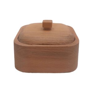 Bol à sucre en bois fait main avec couvercle – Style rustique Liana
