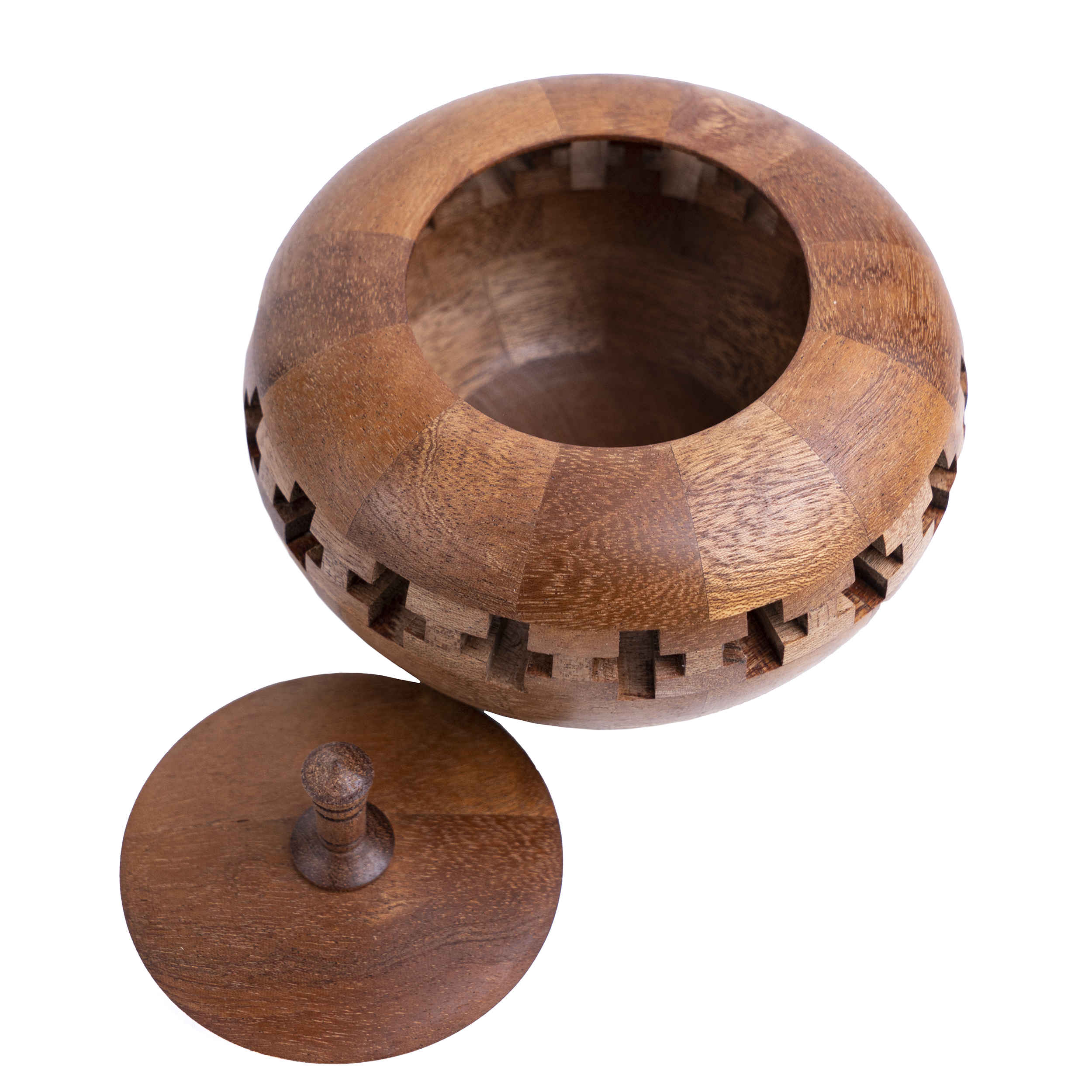 Bol à sucre en bois fait main avec couvercle – Style rustique Alborz