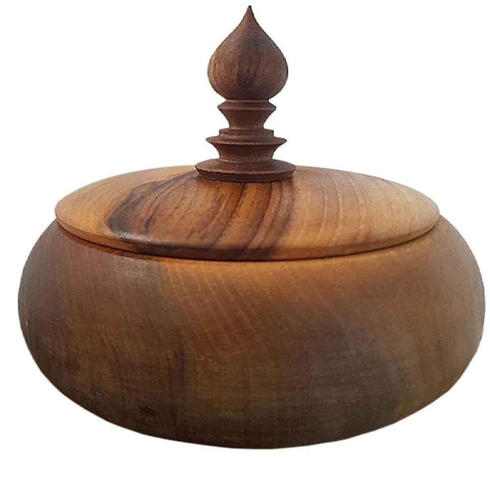 Bol à sucre en bois fait main avec couvercle - Style rustique Bahar