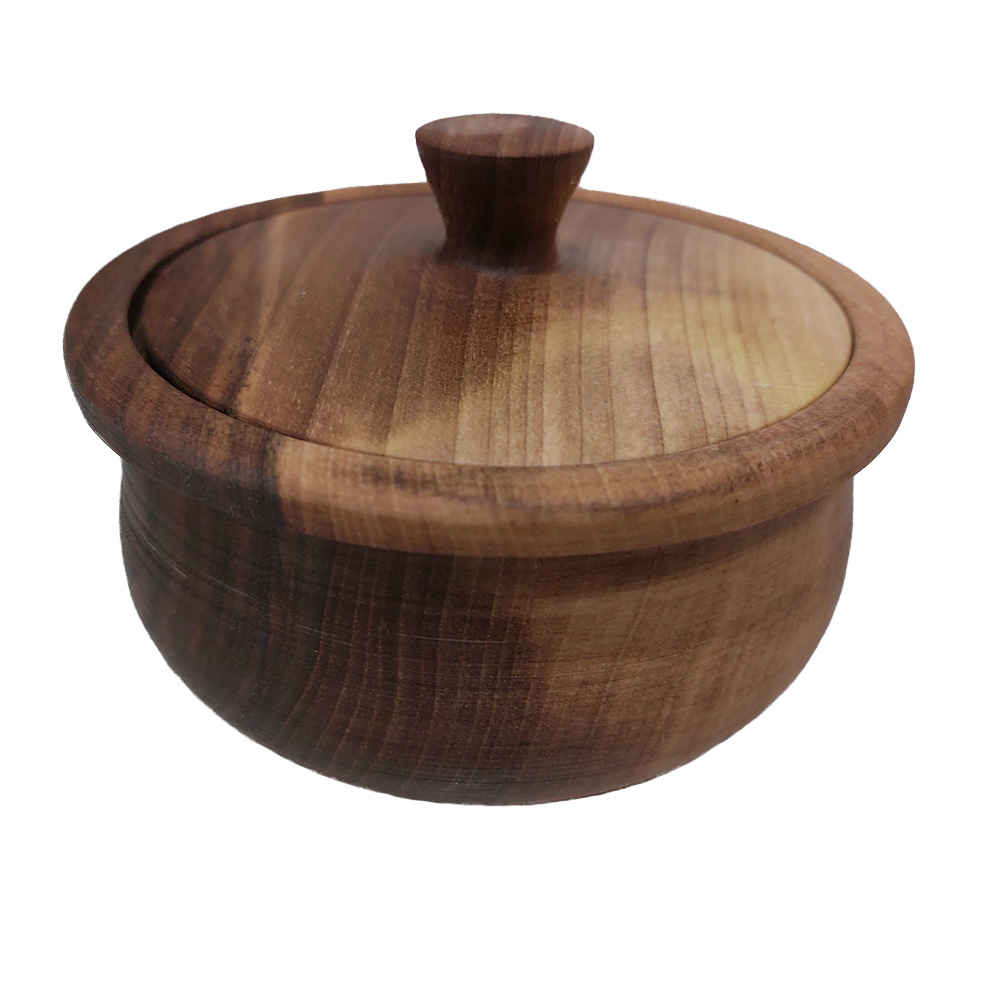 Bol à sucre en bois fait main avec couvercle - Style rustique Elahe