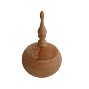Bol à sucre en bois fait main avec couvercle – Style rustique Khomrei