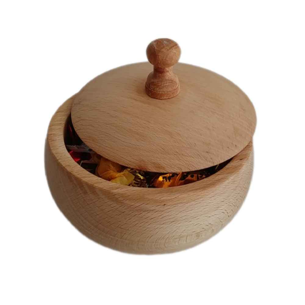 Bol à sucre en bois fait main avec couvercle – Style rustique Rush