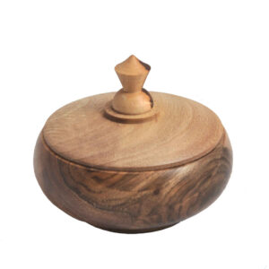 Bol à sucre en bois fait main avec couvercle – Style rustique et bois de noyer naturel