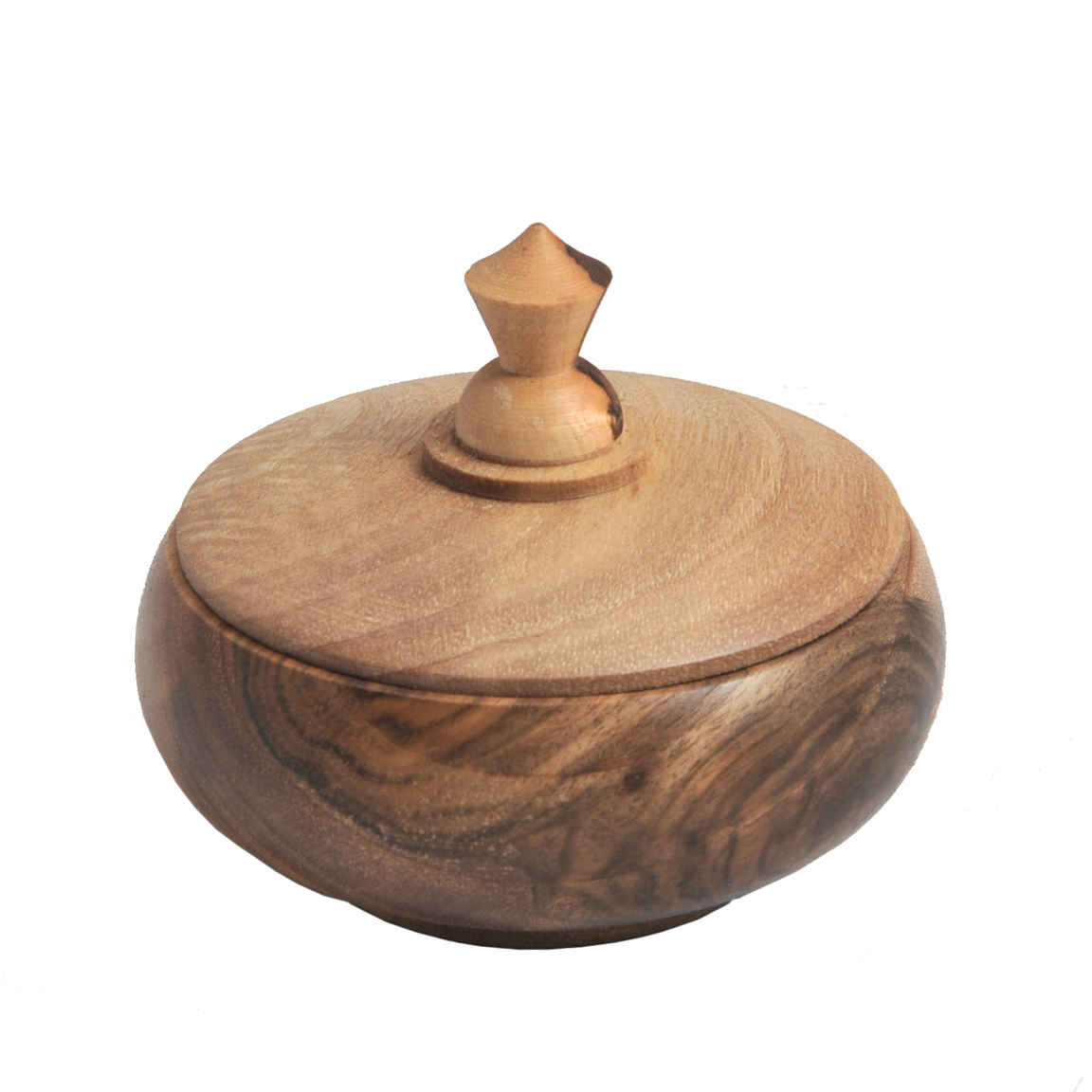 Bol à sucre en bois fait main avec couvercle - Style rustique et bois de noyer naturel