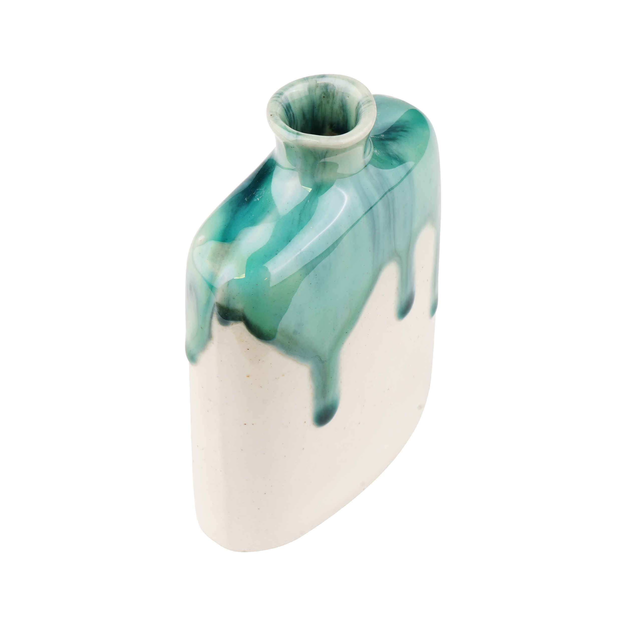 Vase à bourgeons en poterie fait main, décoratif, design à glaçure dégoulinante, modèle Katrin.