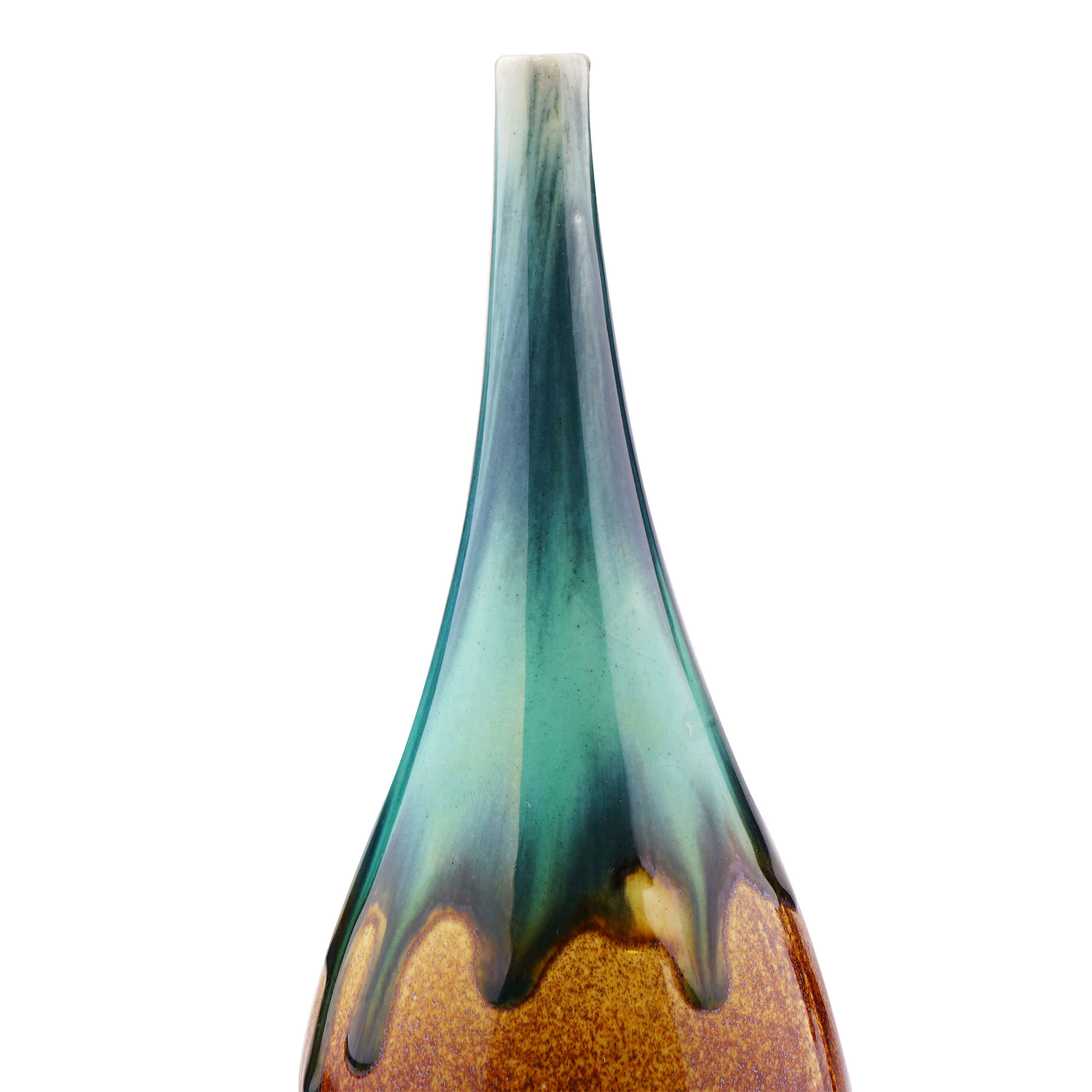 Vase miniature en poterie décoratif, fait main, design à glaçure dégoulinante.