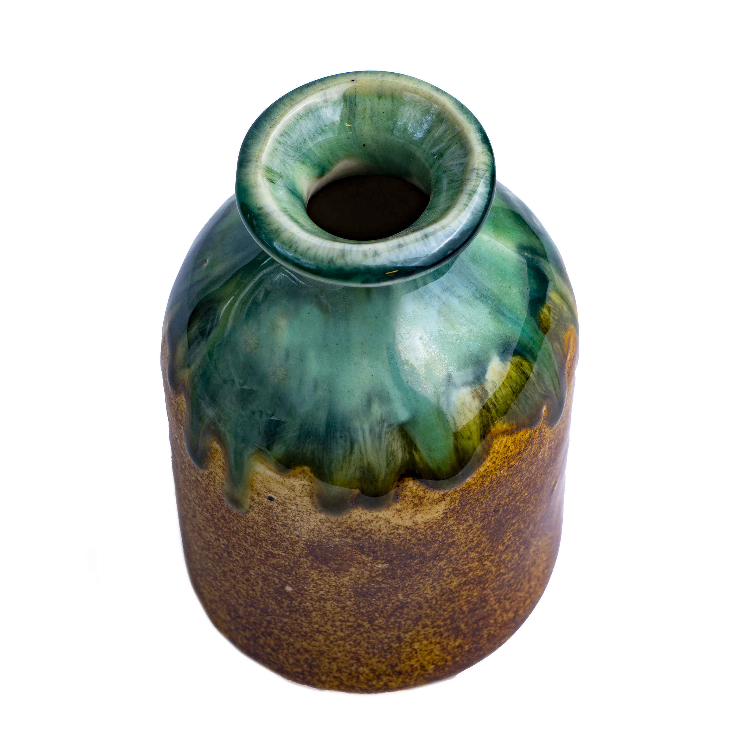 Vase à bourgeons en poterie élégant fait main, design à glaçure dégoulinante, pour déco.