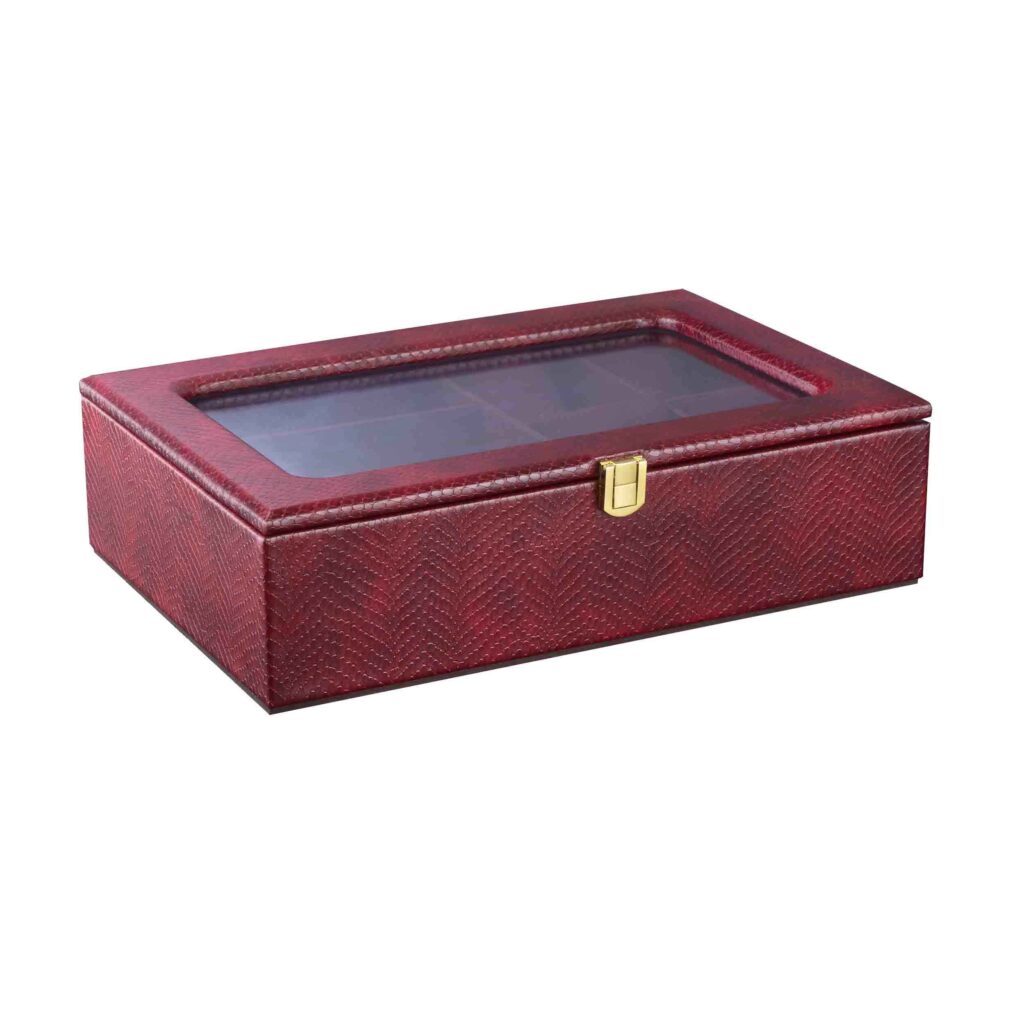 Écrin en cuir pour montres avec compartiment pour lunettes de soleil et doublure en daim