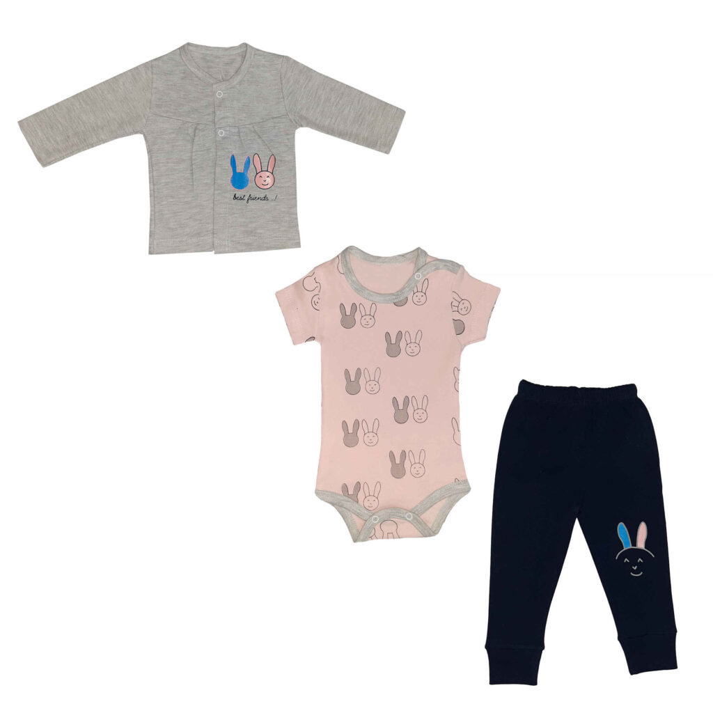 Ensemble de chemises à manches longues motif lapin modèle Lite (3 pièces)