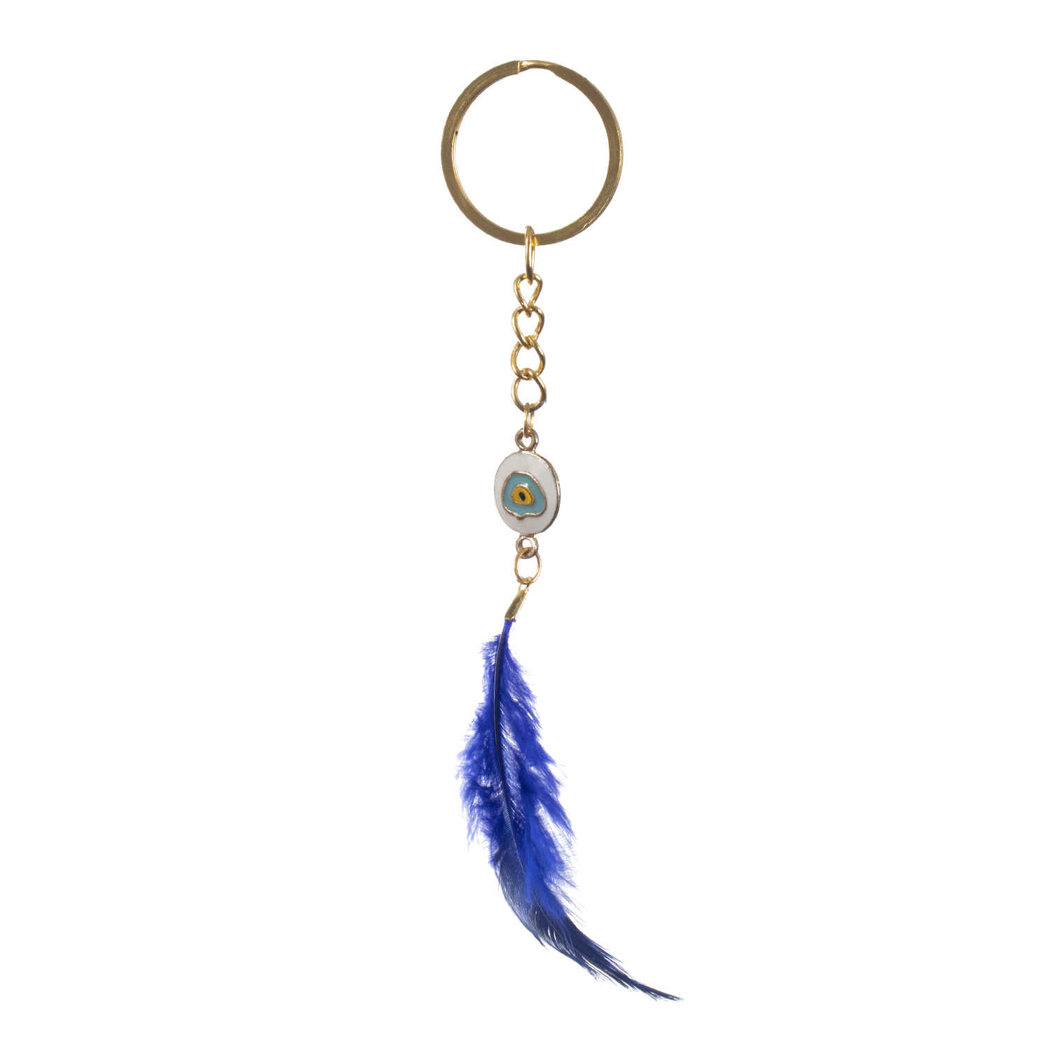 Porte-clés Métal Plume - Style Œil Bleu