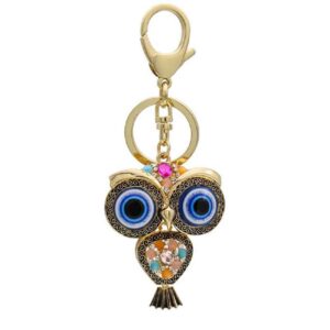 Porte-clés Métal Hibou – Design Œil Bleu