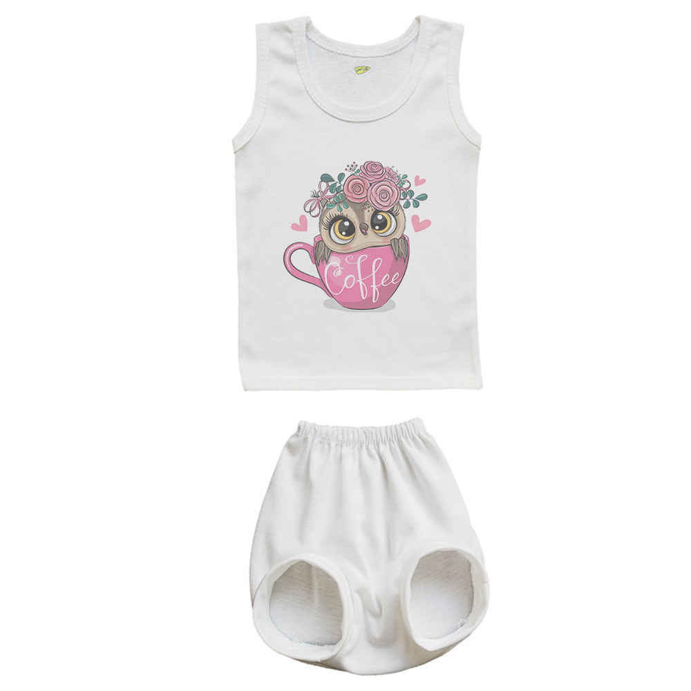 Ensemble Débardeur et Short pour Nouveau-né – Modèle Chouette & Café