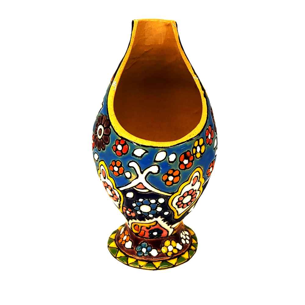 Porte-stylo en poterie persane fait main pour bureau - Émaillage Minakari, Floral