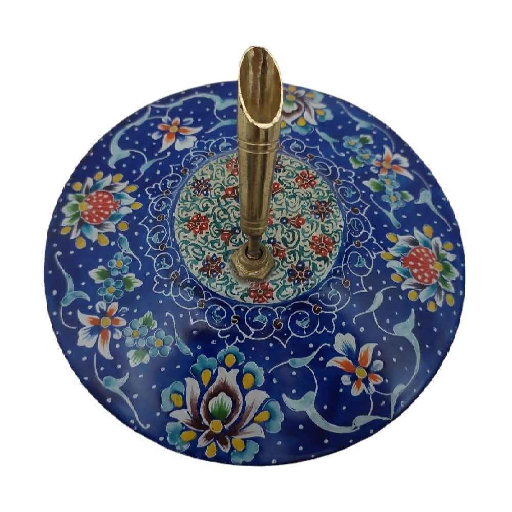 Porte-stylo en cuivre persan pour bureau – Émaillage Minakari floral