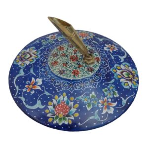 Porte-stylo en cuivre persan pour bureau – Émaillage Minakari floral