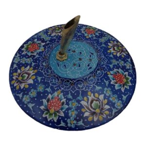 Porte-stylo en cuivre persan pour bureau – Émaillage Minakari floral