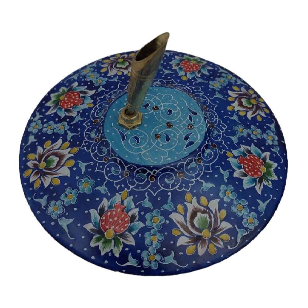 Porte-stylo en cuivre persan pour bureau - Émaillage Minakari floral