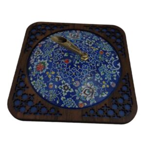 Porte-stylo en cuivre persan pour bureau – Émaillage Minakari avec des fleurs