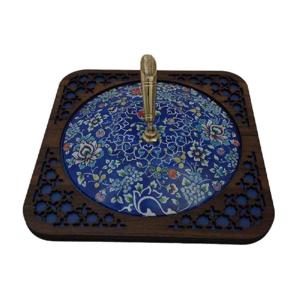 Porte-stylo en cuivre persan pour bureau – Émaillage Minakari avec des fleurs