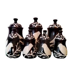 Pot de stockage en porcelaine – Rangement élégant pour café, thé, et plus, Oiseau (7x)
