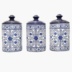 Bocal en porcelaine pour la cuisine Modèle Papillon, Ensemble de 3