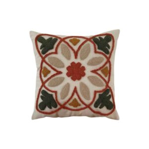 Housse de Coussin Punch Needle – Design Tissu de Coton & Traditionnel Brodé