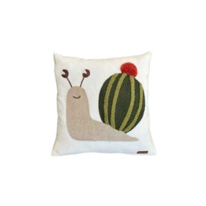 Housse de Coussin Punch Needle – Design Tissu de Coton & Escargot Brodé