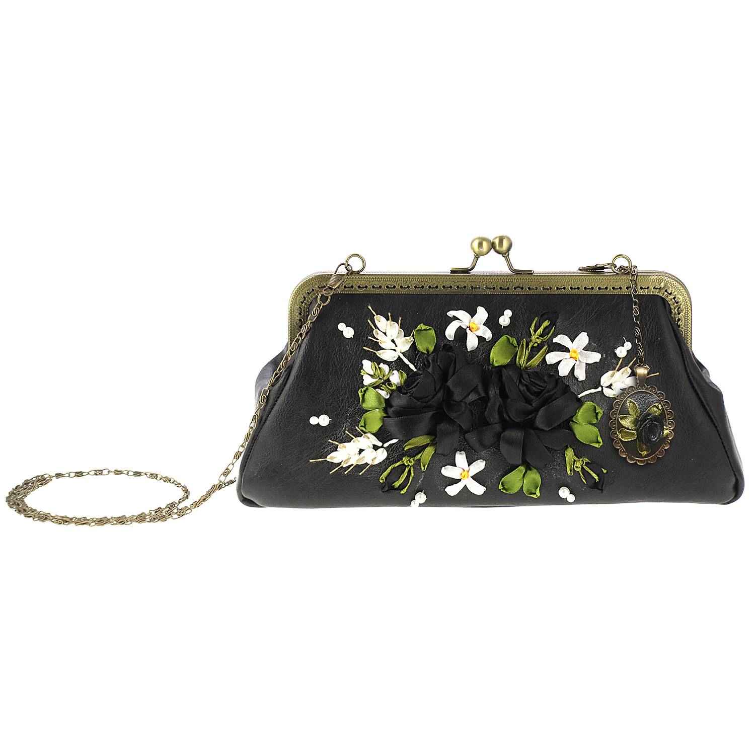 Pochette à broderie en ruban - Velours avec design Niaz