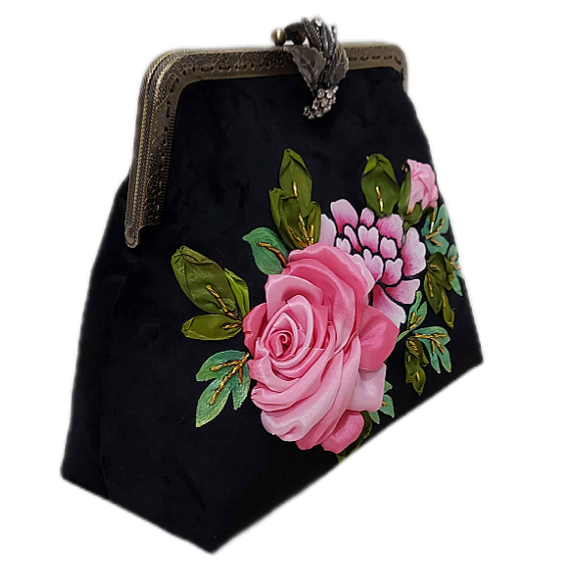 Pochette à broderie en ruban – Velours avec design Navazesh